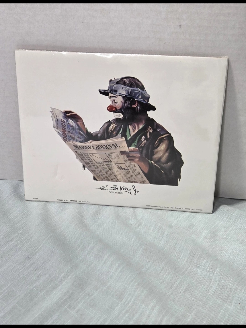 Emmett Kelly Jr. Clown Reading Newspaper Wall Art - Red Nose